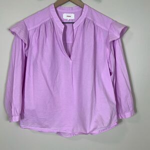 XIRENA Blouse 3/4 Sleeve Ruffle Lilac Size Small